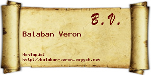 Balaban Veron névjegykártya